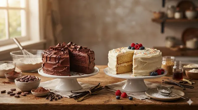 Easy & Simple Chocolate Cake & Vanilla Cake Recipe